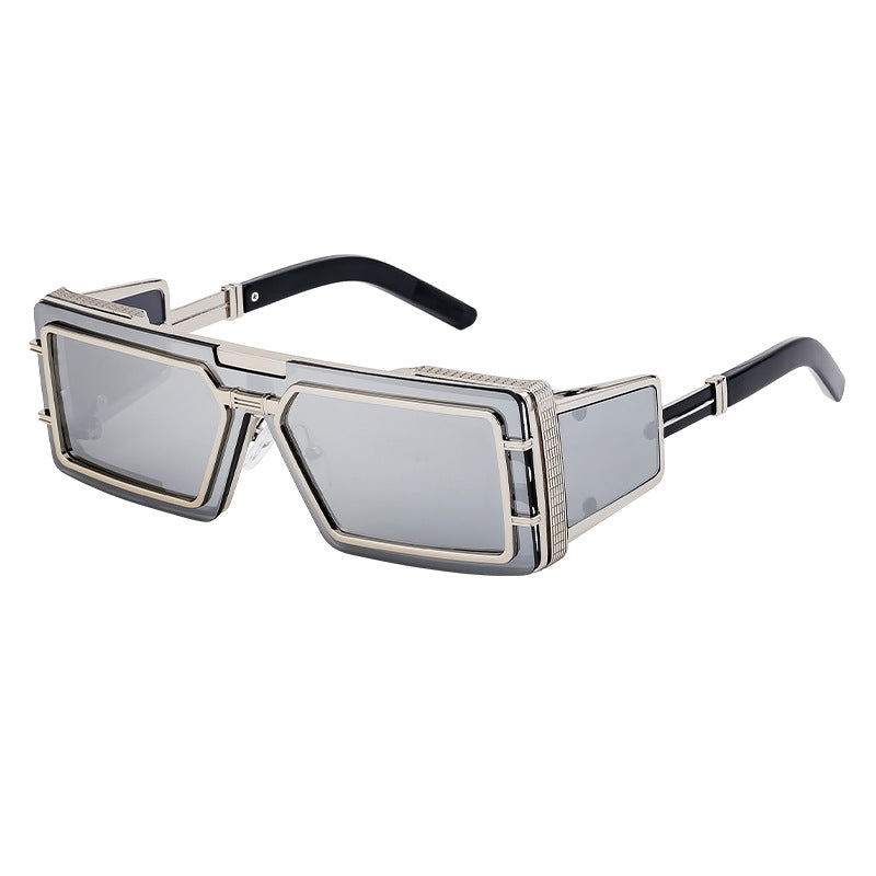 New Full Frame Glasses Men's Future Technology High-end Sense European and American fashion Square Frame Sunglasses Sunglasses shades