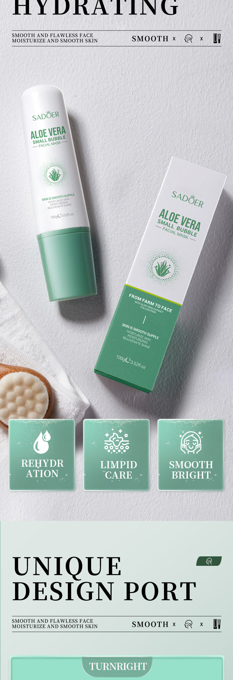 Aloe Vera Small Bubble Mask SADOER Blackhead and Acne Removal Cleansing Bubble Mud Mask Cross-Border Wholesale