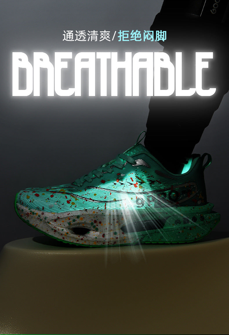 Autumn New Red Rabbit9Fluorescent Breathable Comfortable Couple Sports Shoes Ultra-Light Cushioning Rebound Anti-Slip Wear-Resistant Running