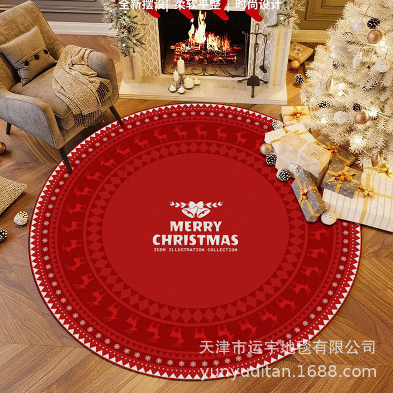 Christmas Carpet Round Living Room Mat Christmas Decoration Atmosphere Mat Christmas Tree Mat Labeling and Shipping