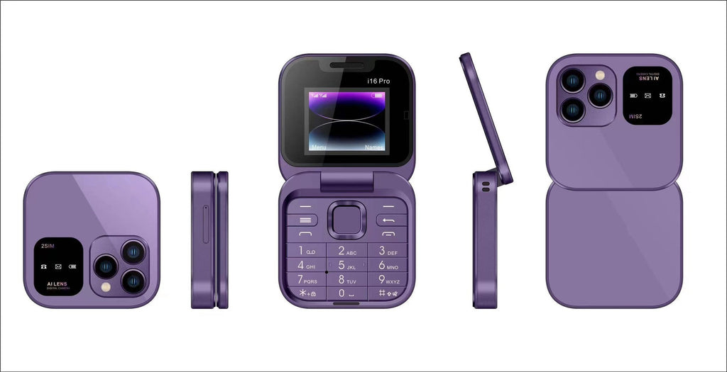 New i16pro Flip mini Mobile Phone F15Button Elderly Phone Dual SIM2G Multi-Language