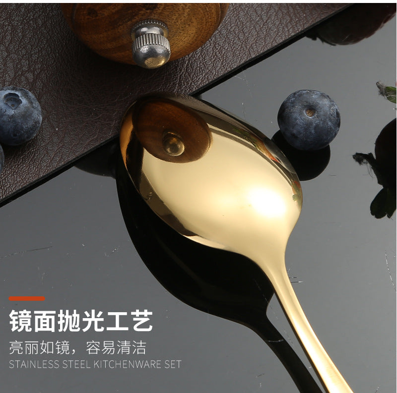 410Stainless Steel Cutlery Set Restaurant Square Handle Knife Fork Spoon24Set of Western Steak Knives and Forks