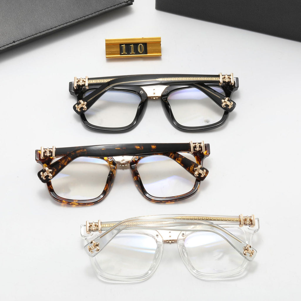 TR Vintage Square Frame Glasses for Men and Women Fashion Trend Anti-Blue Light Plain Glasses Crow Star Internet Celebrity Same Style logo