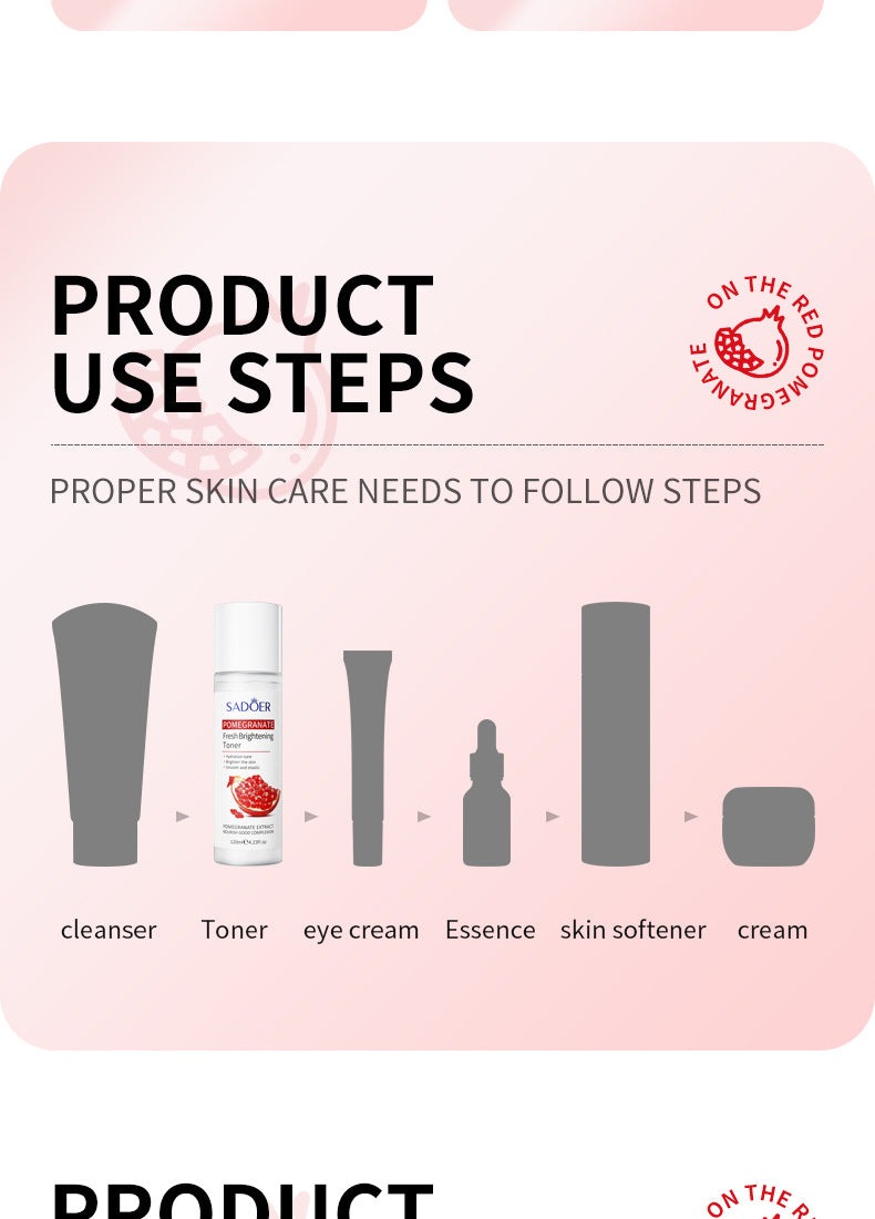Red Pomegranate Skincare Set SADOER Hydrating Moisturizing Cleansing Nourishing  Wholesale