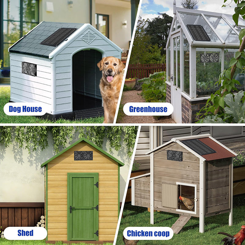 Exclusive Solar Photovoltaic Panel with Exhaust Fan Dual Fan Suitable for Backyard Chicken Coop Greenhouse Dog House Pet House