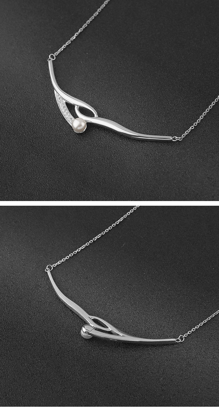 New Pearl Diamond Stainless Steel Necklace Pendant for Women Personalized ins Titanium Steel Jewelry Factory Wholesale