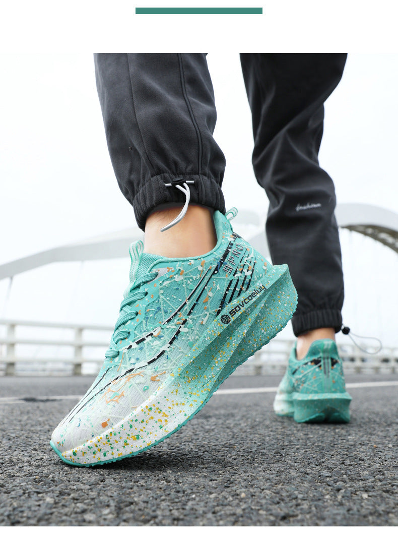 Autumn New Fluorescent Parent-Child Fashion Casual Sports Shoes with Real Carbon Plate High Elasticity Cushioning Outdoor Running Shoes