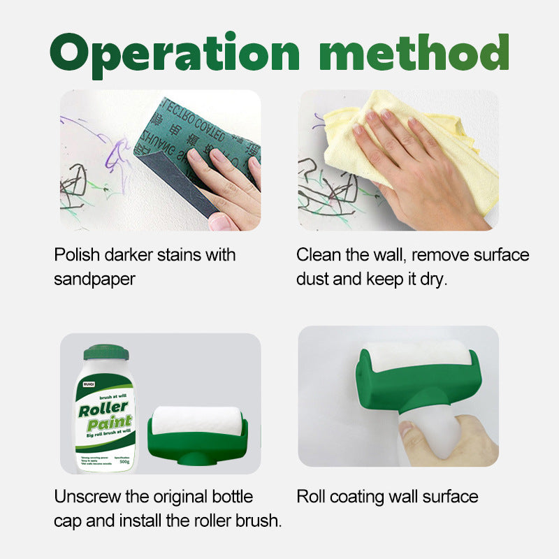 Custom Label Large Roller Paint Wall Stain Repair Renovation Paint Water-Based Odorless Self-Brushing Roller Latex Paint