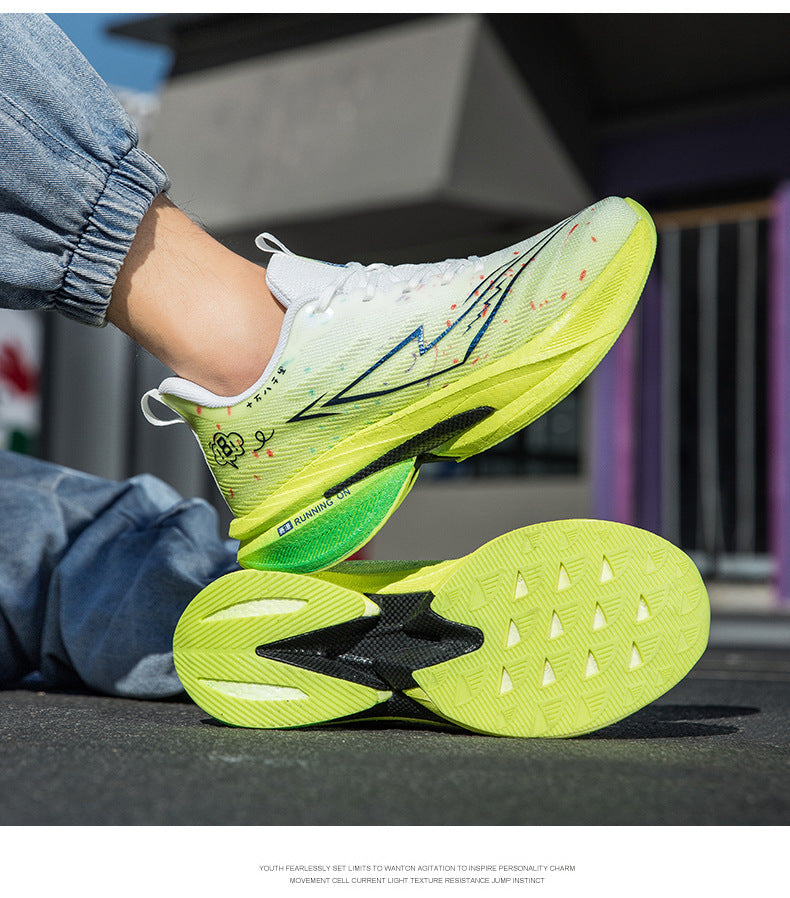 Spring and Summer Rebound Shock Absorption Carbon Plate Support Running Shoes Mesh Breathable Sports Shoes Lightweight Shock Absorption Anti-Slip Running Shoes