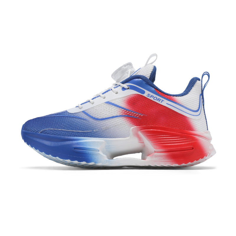 Summer Youth Breathable Mesh Rotating Button Sports Shoes Comfortable Soft Sole Men's Shoes Lightweight Non-Slip Children's Running Shoes