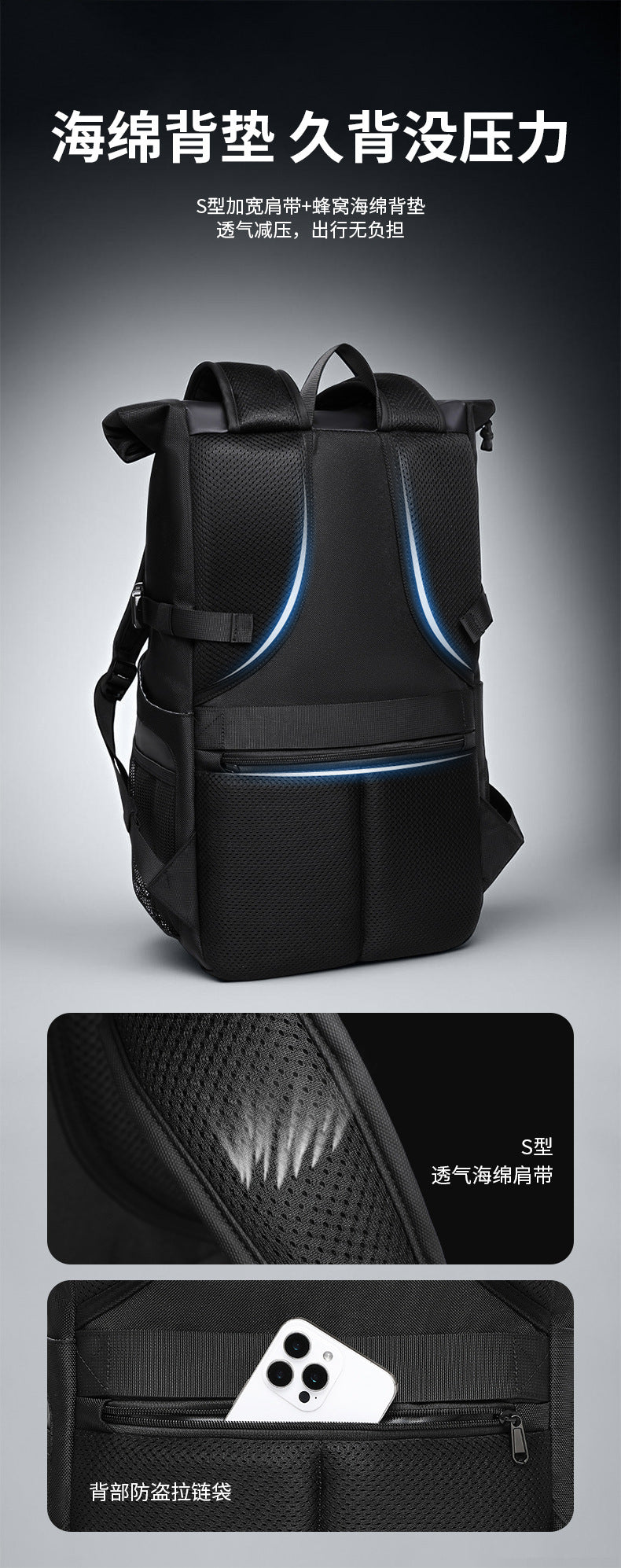OZUKO Casual Backpack Backpack School Bag Large Capacity Waterproof Computer Bag Unisex Travel Commuting Bag