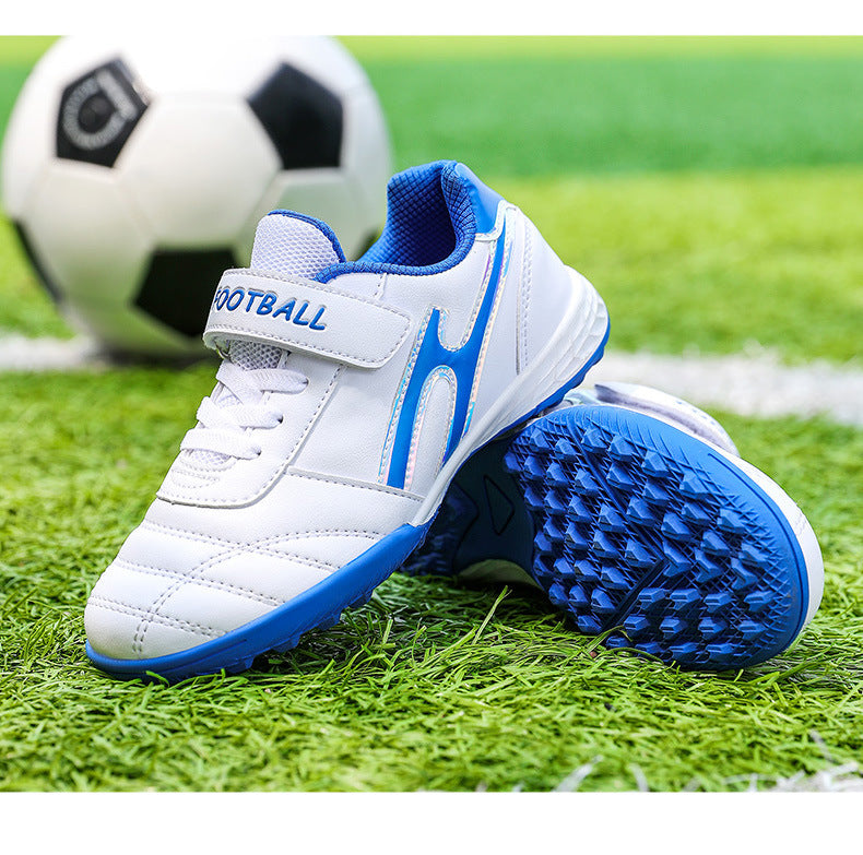 New football shoes for men and women with Velcro for children TF Broken Nail Style Youth Student Grassland Flat Training Shoes