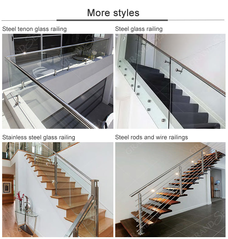 Modern clear Laminated Tempered Glass Balcony Railing Stainless Beautiful Designs