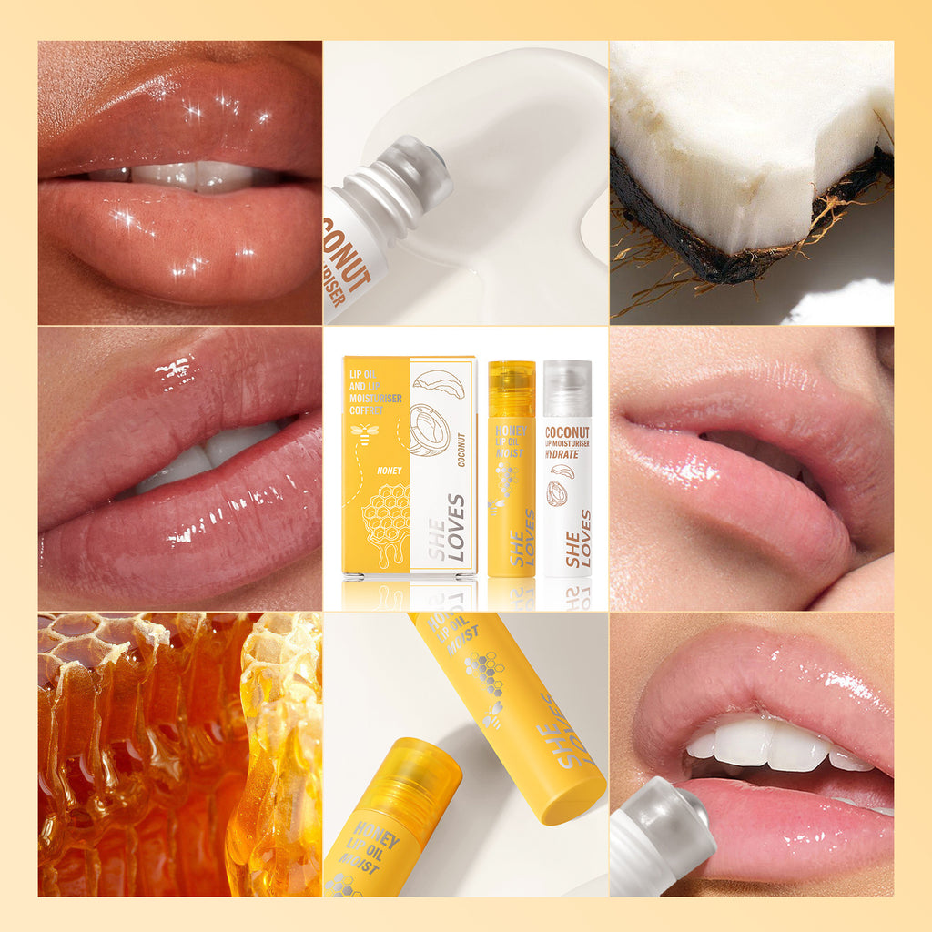 Honey Coconut Roll-On Lip Oil Long-lasting lightening lip lines moisturizing nourishing transparent glossy glass lip gloss