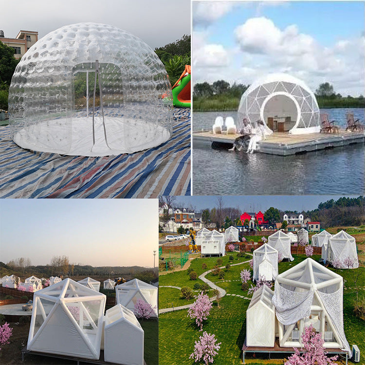 Outdoor Double-Layer Transparent Bubble Tent Rooftop Dining Inflatable Starry Sky Homestay Hotel Villa Restaurant Mongolian Yurt