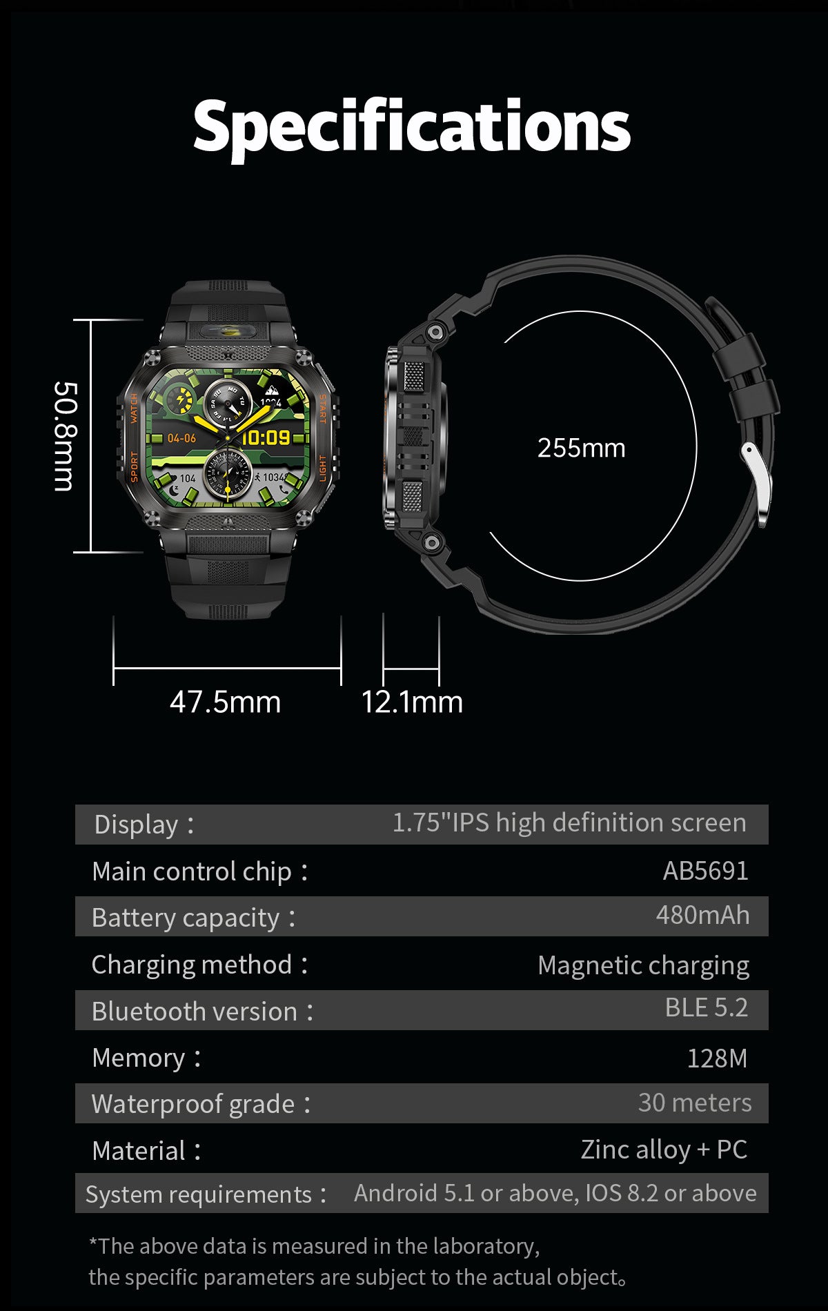 HT34Smart Watch Bluetooth Call True Heart Rate Step Sleep Monitoring3ATM Waterproof Outdoor Sports Three-Proof