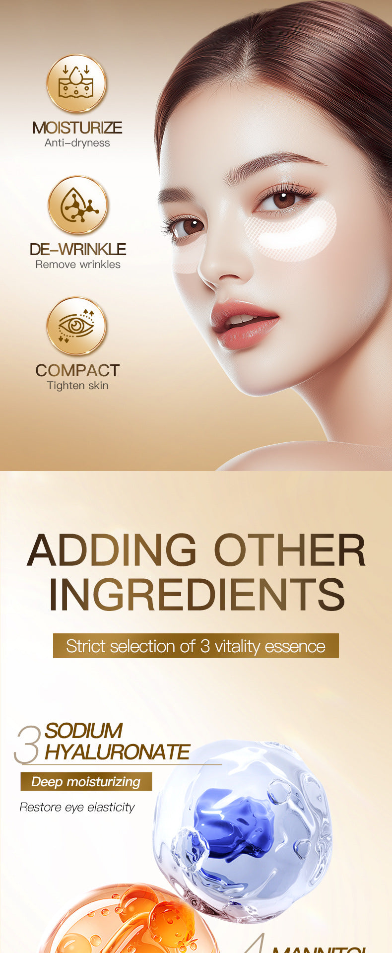 Collagen Hyaluronic Acid Freeze-Dried Eye Mask SADOER Firming and Moisturizing Eye Mask Cross-Border Wholesale