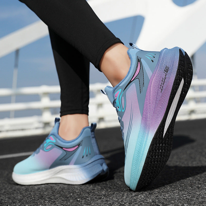 2025Winter New Leather Waterproof Couple Sports Shoes Popcorn Carbon Plate Fleece Lined Thickened Soft Sole Running Shoes