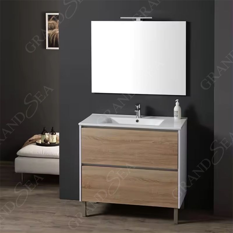 Home Use Luxury Gray Style Marble Top Single Sink Floating Bathroom Vanities for Sale