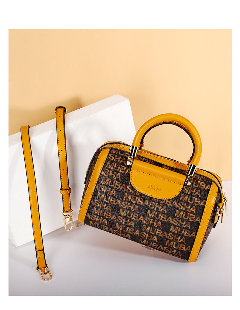 2024New Fashion Boston Bag Printed Retro Pillow Bag Handheld Shoulder Bag Personalized Crossbody Bag European and American Style Bag