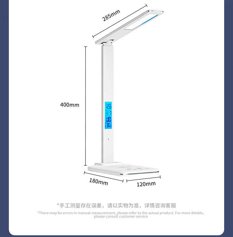 Multi-Functional Eye Protection15w Wireless Charger Table Lamp Dormitory Learning Reading Foldable Perpetual Calendar Alarm Clock Desk Lamp