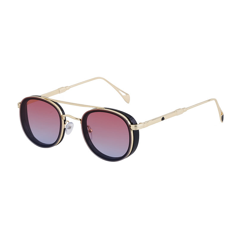 European and American Retro Oval Frame Sunglasses for Men, Side Wrap Small Frame Sunglasses for Women, Trendy Glasses Wholesale shades