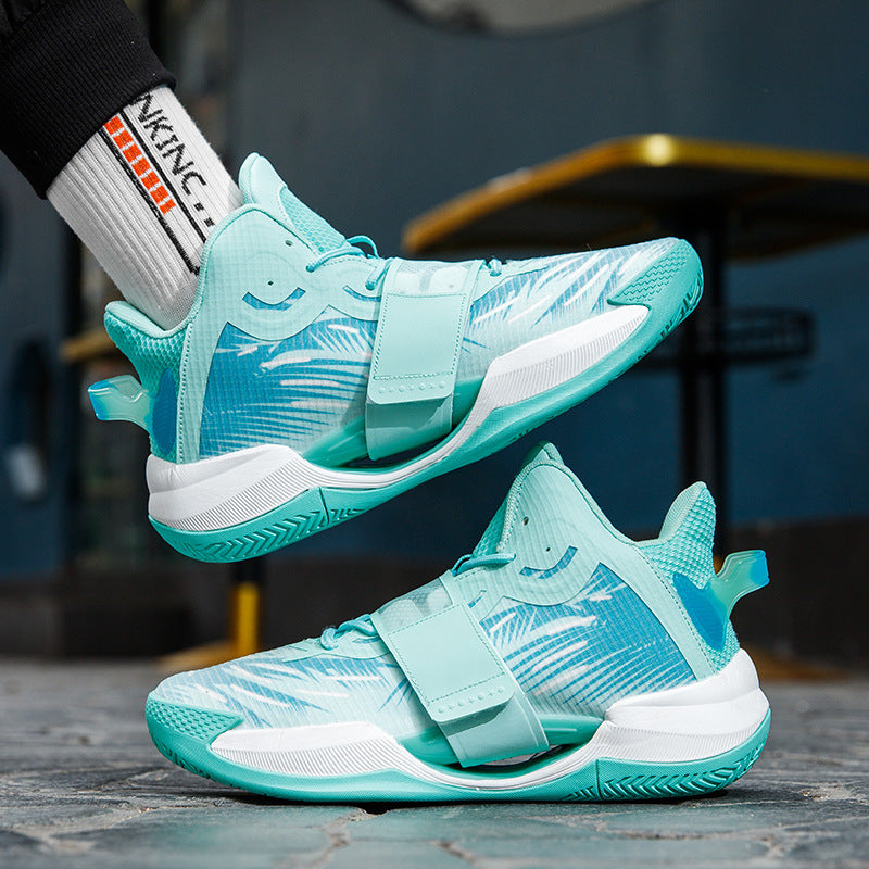 Autumn and Winter New Water Flower4Trendy Casual Basketball Shoes for Teenagers with Velcro Friction Sound and Non-Slip Sports Shoes