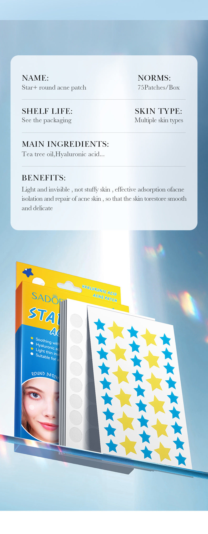 Acne patch SADOER Acne Removal and Repair Patch Colorful Student Acne Treatment Cross-Border Foreign Trade Factory Direct Sales