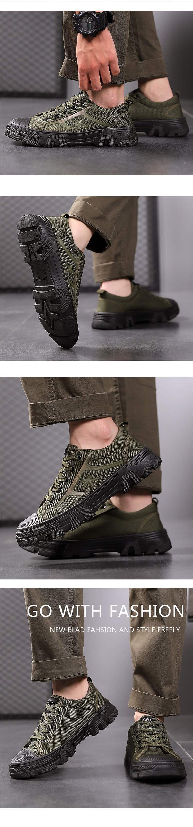 New Five-Star Liberation Shoes for Men, Non-Slip, Wear-Resistant, Suitable for Construction Sites, Military Training, Labor Protection, Low-Cut Canvas, Breathable, Odor-Resistant Rubber Shoes
