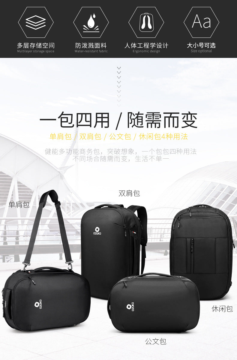 ozuko Business Backpack Men's Computer Backpack Large capacity simple trendy waterproof travel commuter bag