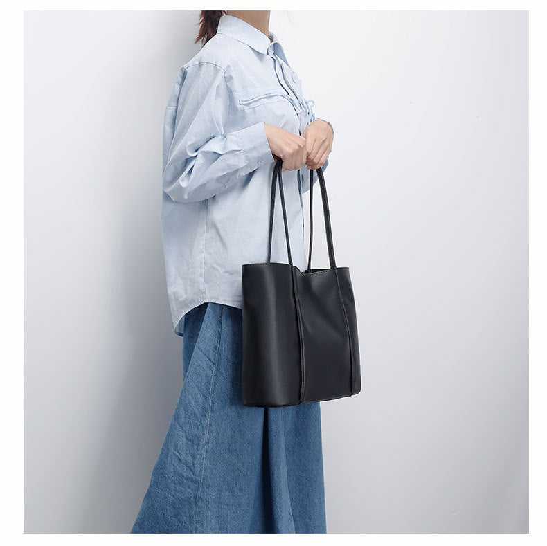 Simple Large Capacity Textured Tote Bag Mother Bag Elegant Commuter Handbag Fashion Versatile Shoulder Bag for Women
