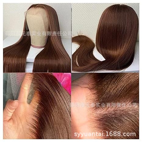 13x4 Chocolate Brown Lace Front Wig  Straight Synthetic Wig