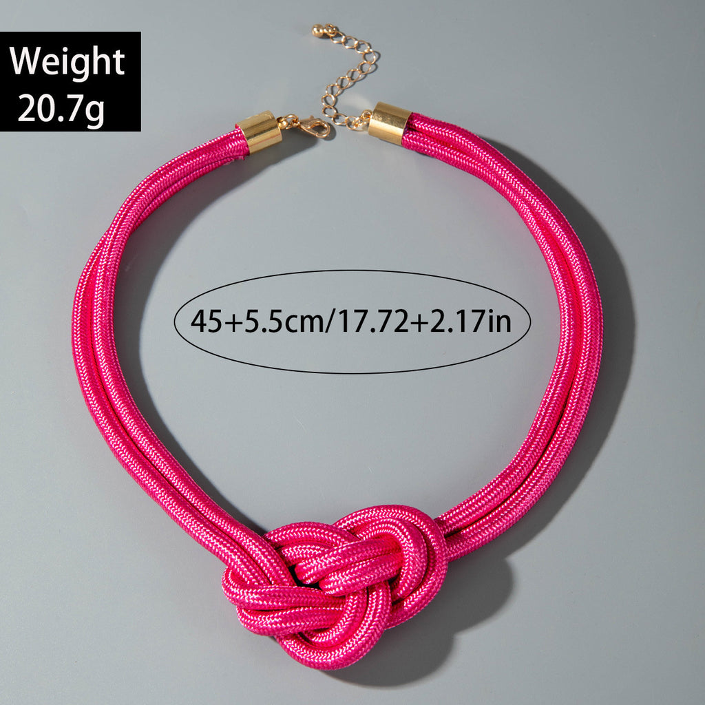 European and American Style Unique Knot Design Statement Necklace Drawstring Snake Chain Clavicle Chain Women's Simple Pendant Jewelry