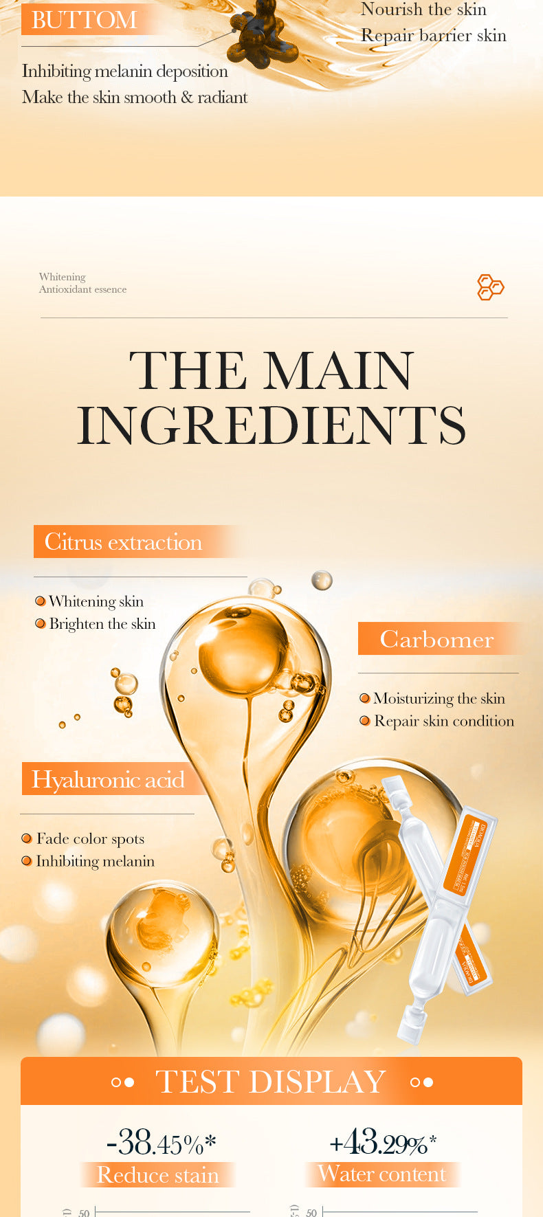 Vitamin C Whitening Essence BIOAQUA Hydrating and Anti-Oxidation Single-Use Essence Liquid Cross-Border Wholesale