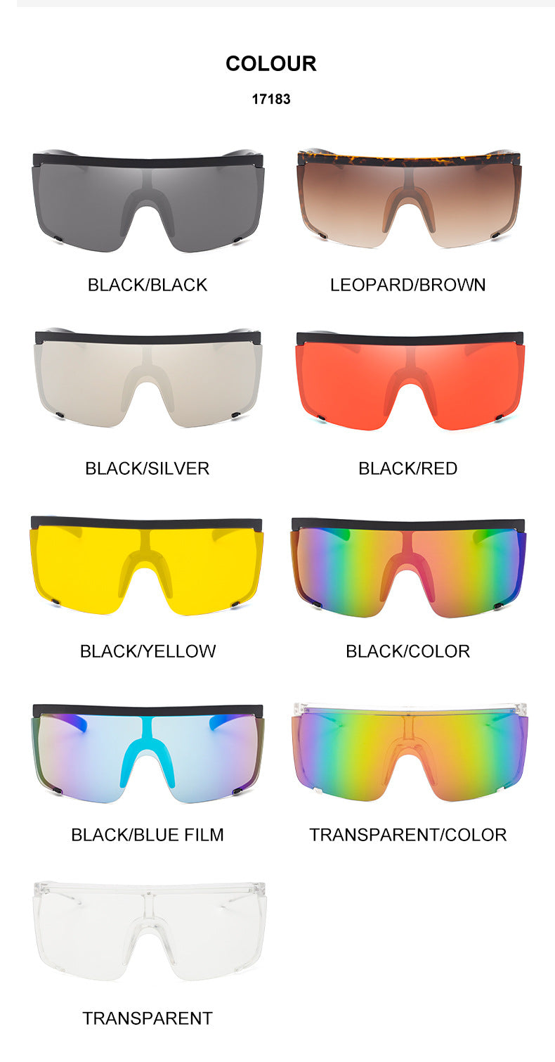 Colorful Cycling Sports Sunglasses for Men17183One-piece Windproof Frame Sunglasses for Men Trendy Sun Protection Glasses