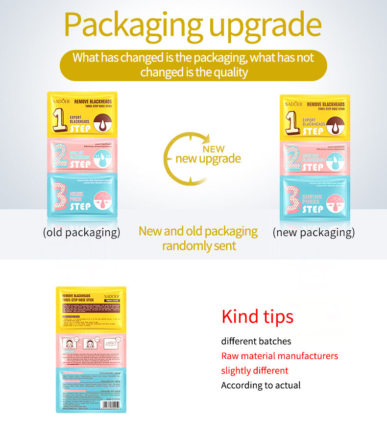 Three Steps to Remove Blackheads Nose Strips SADOER Skin Care Products T District Nursing Set Cross-Border Foreign Trade Wholesale