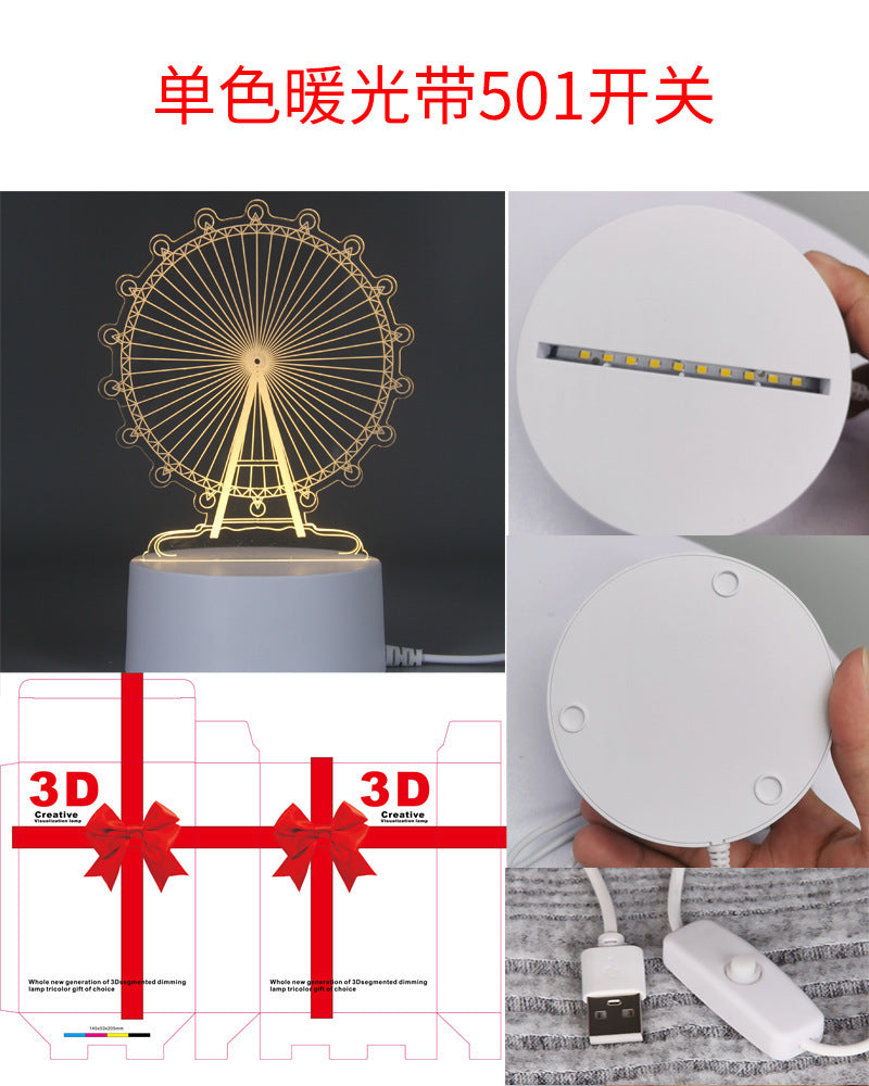 3D Night Light Acrylic Colorful Touch Remote Control Atmosphere Light Wholesale Dropshipping Creative Small Gift Factory