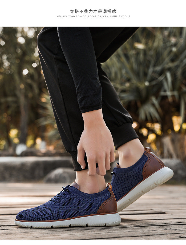 Foreign Trade Large Size Men's Shoes Lightweight Casual Sports Shoes Breathable Flyknit Mesh Loafers One-Piece Dropshipping Fashion Versatile