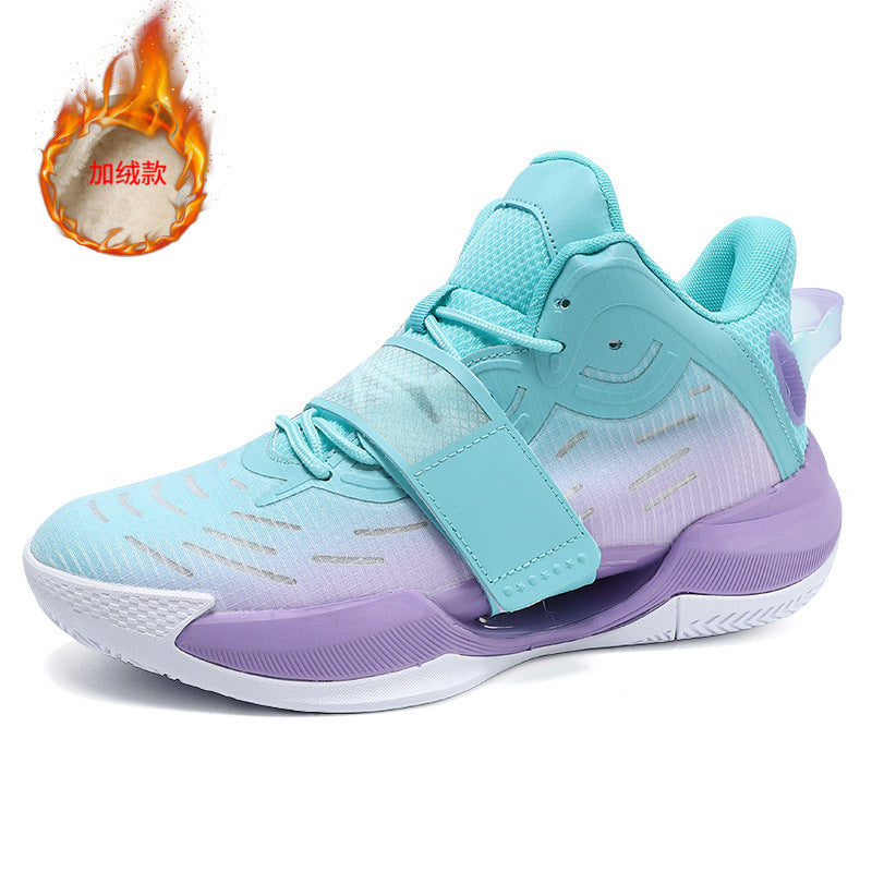 Winter New Fashion Trend Fleece-Lined Warm Sports Shoes for Teenagers Professional Training Non-Slip Cushioned Basketball Shoes