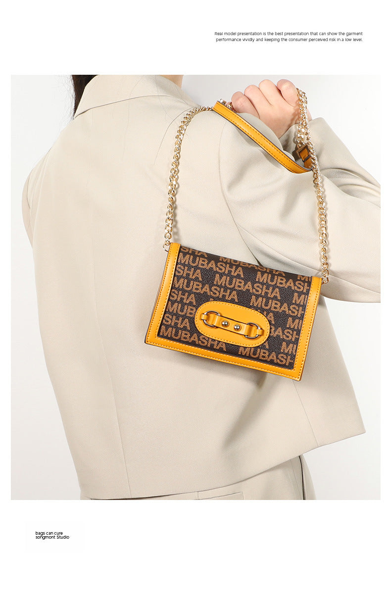 New Trendy Fashion Classic Retro Old Pattern Small Square Bag Personality Shoulder Bag Stylish Chain Crossbody Bag