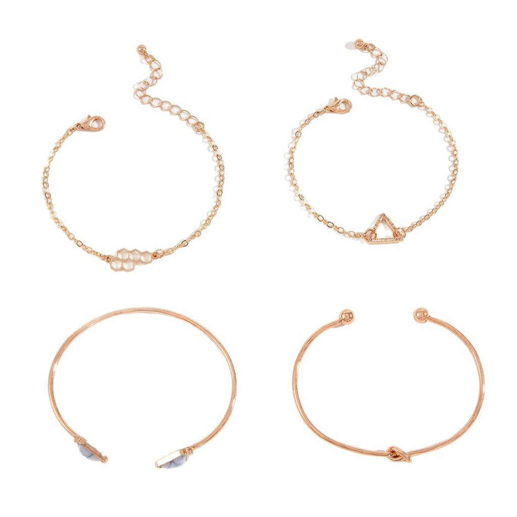 European and American Retro Triangle Open Turquoise Open Bracelet Personalized Marble Texture Multi-layer Bracelet Wholesale