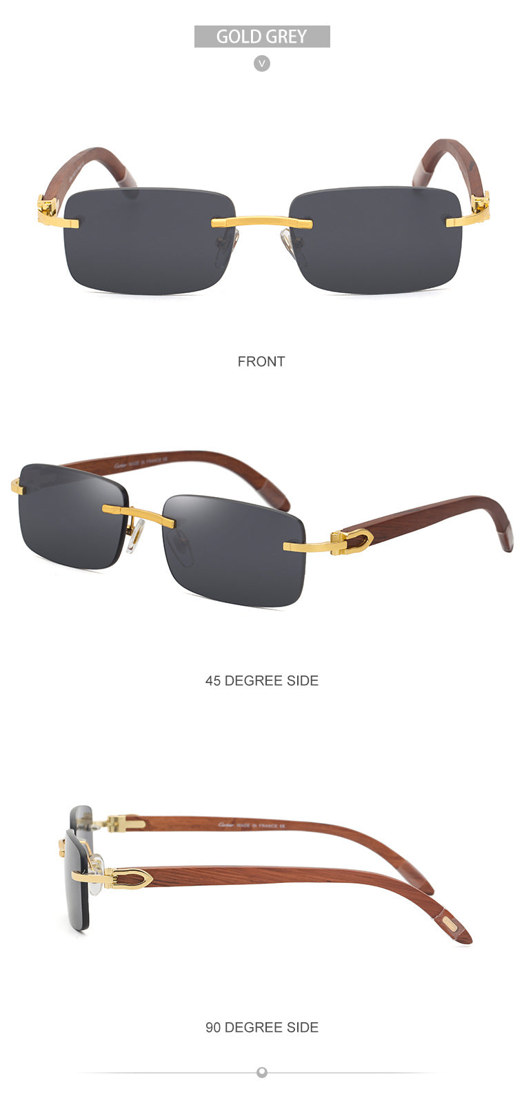 Fashion Sunglasses for Men Frameless Wooden Leg Slingshot Sunglasses Men Trendy Wooden Optical Frame sunglasses
