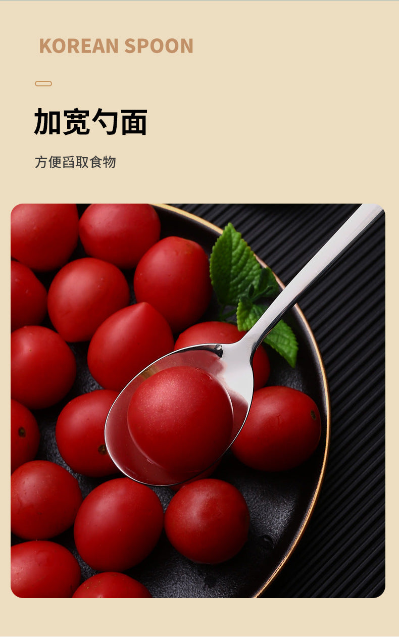 304Stainless Steel Spoon Korean Style Long Handle Stirring Spoon Coffee Spoon Household Eating Soup Spoon Customizable by Manufacturer