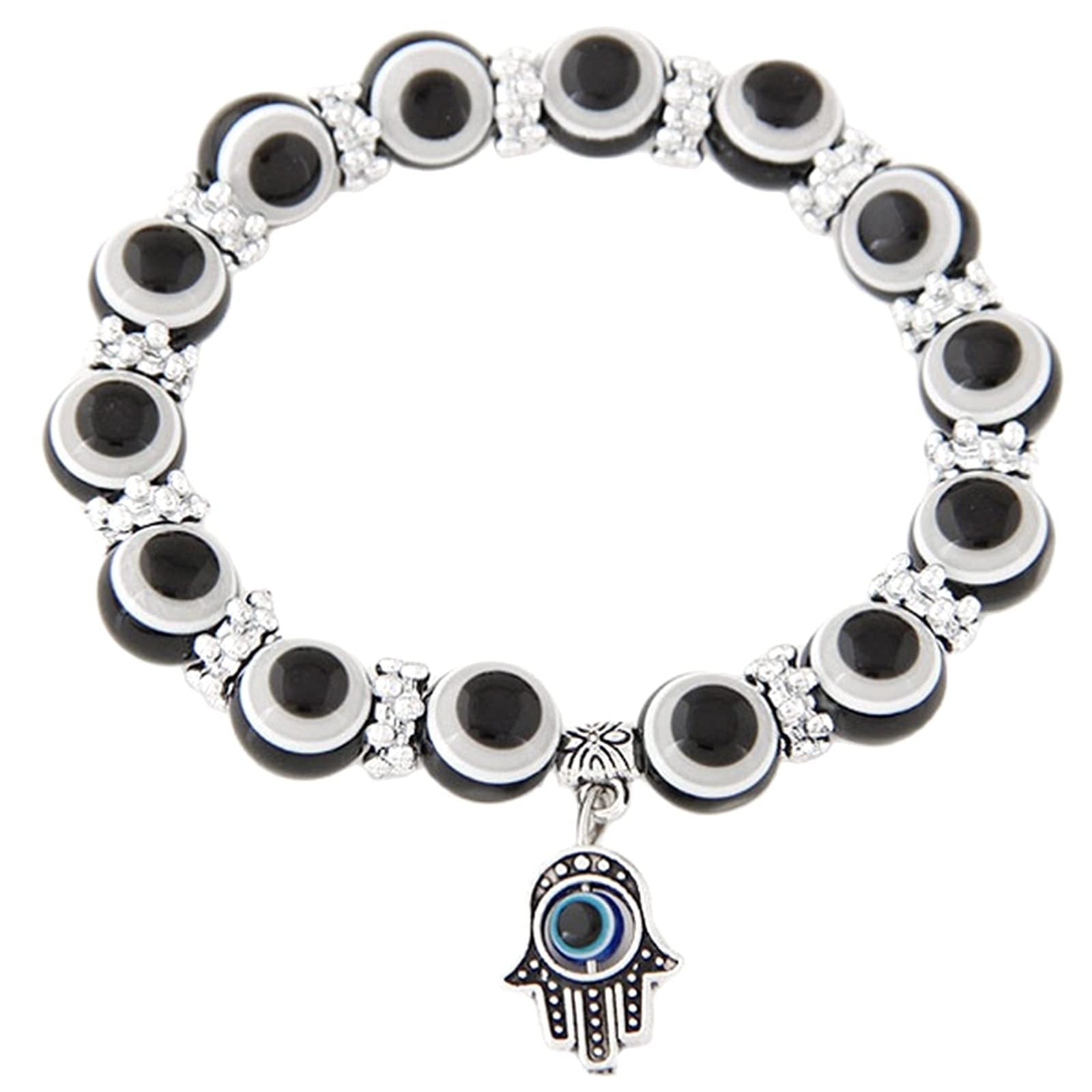 Men's Demon Eye Bracelet Palm Pendant Resin Evil Blue Eye Beads Fatima Palm Bracelet