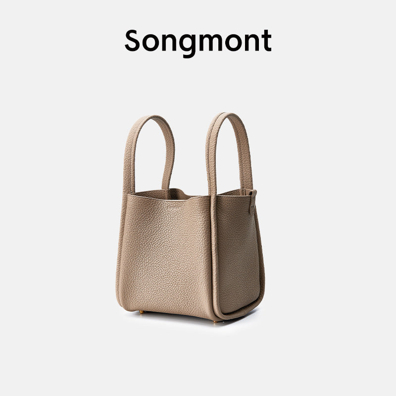 Medium Size Basket Series Women's Bag Top Layer Cowhide Fashion Women's Bag Large Capacity Shoulder Bag Crossbody Handbag Bucket Bag