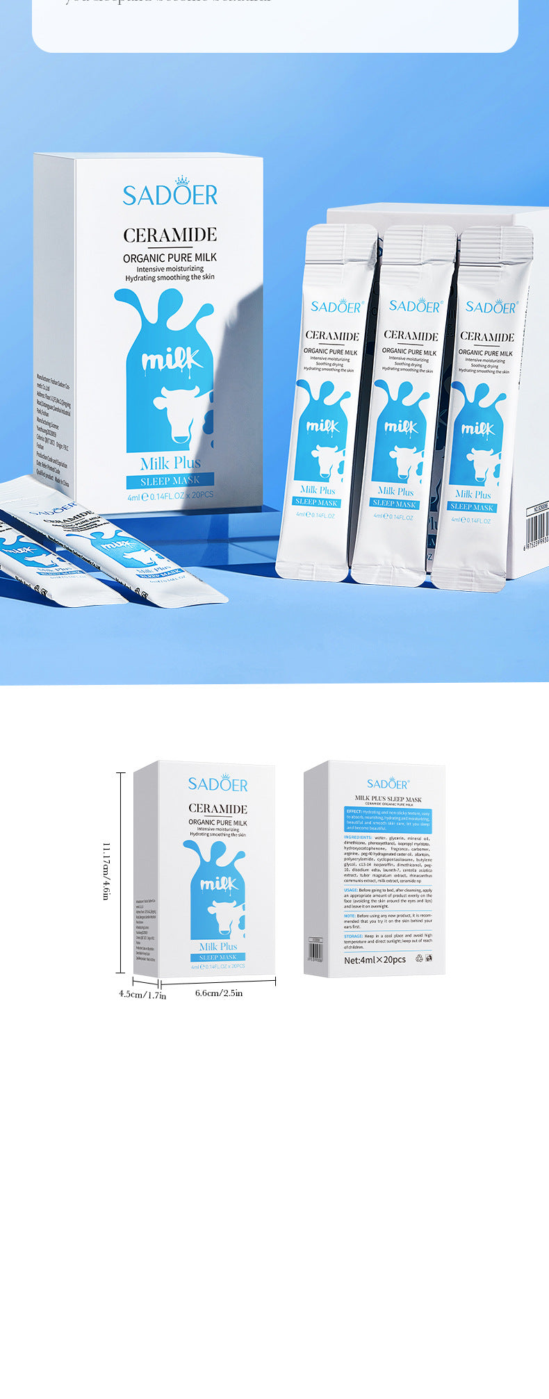 Milk Sleeping Mask SADOER Ceramide Mask Skin Rejuvenation Moisturizing Mask Cross-Border Wholesale