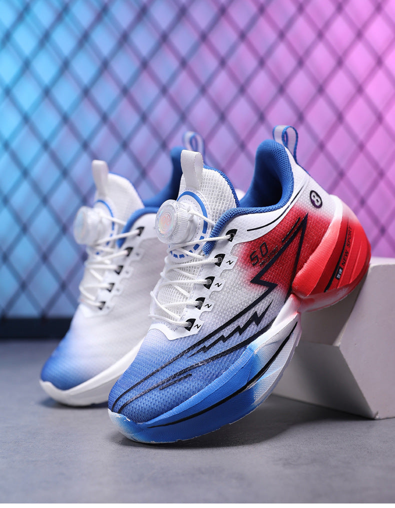 Children's Red Rabbit Sports Shoes Mesh Lightweight Breathable Student Physical Training Shoes Shock Absorption Anti-Slip Boys' Running Shoes