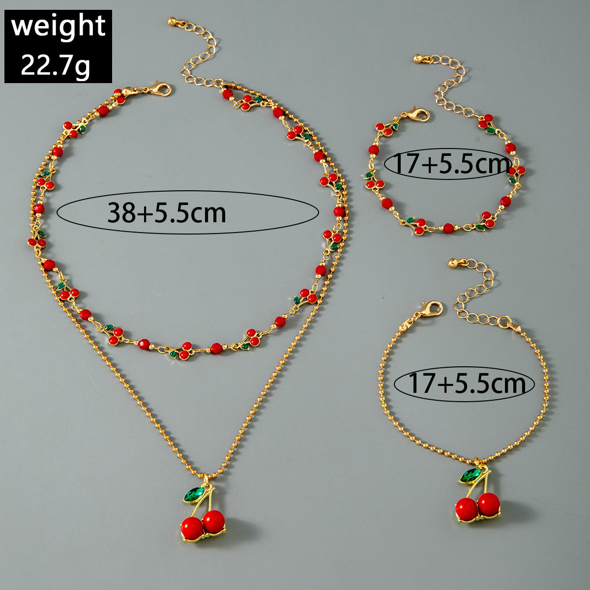 European and American Style Jewelry Light Luxury Imitation Pearl Cherry Necklace High-End Versatile Grass Multi-Layer Stacking Necklace Wholesale