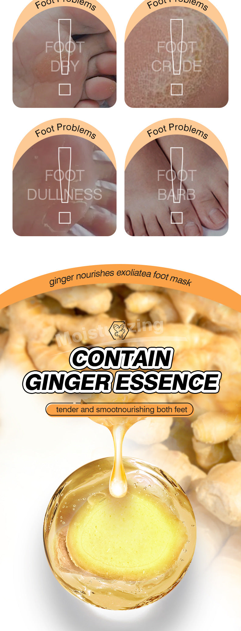 Ginger Foot Mask35g ZOZU Moisturizing, rejuvenating, and nourishing foot mask for cross-border foreign trade wholesale
