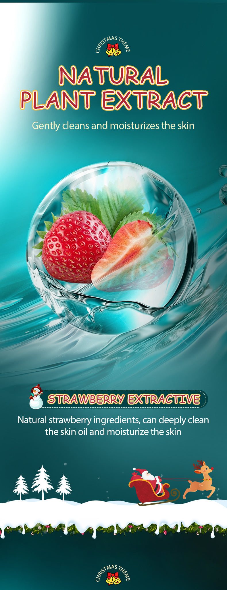 Full English Christmas Strawberry Amino Acid Cleansing Mousse SADOER Cleansing facial cleanser  foreign trade wholesale